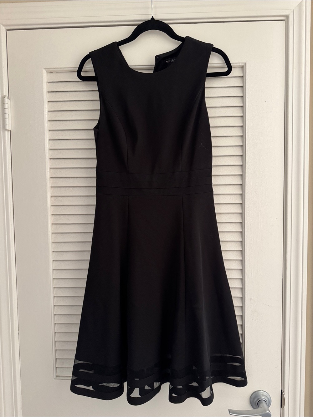 White House Black Market Black Sleeveless Midi Dress with Hem Cutouts